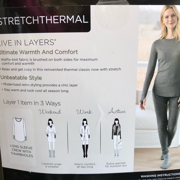 NWT Cuddl Duds Waffle Thermal Crew Thumbholes Med - Picture 3 of 3